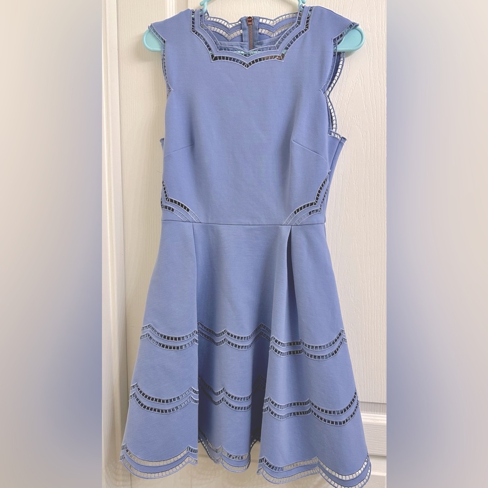 Ted Baker London Light Blue Scallop-Trim Mini Dress - Picture 3 of 11